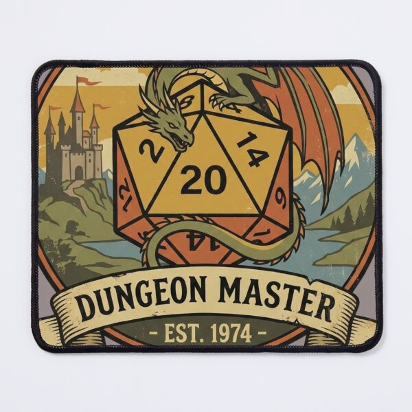 Item preview, Retro Dungeon Master Dragon RPG D20 Dice Tabletop Gaming Poster designed and sold by TshirtAlles .