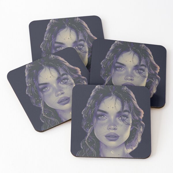 Item preview, Celestial Muse: Ethereal Starry Portrait with Moon and Stars designed and sold by QNTR CULT.
