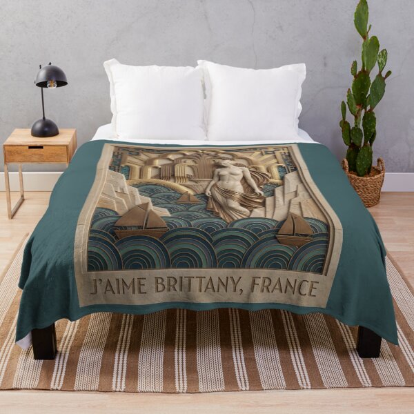 Item preview, Brittany France Art Deco Relief - Coastal Goddess Mosaic Poster designed and sold by FrancophileFun.