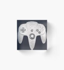 N64 Controller Sketch of Retro Nintendo 64 Acrylic Block