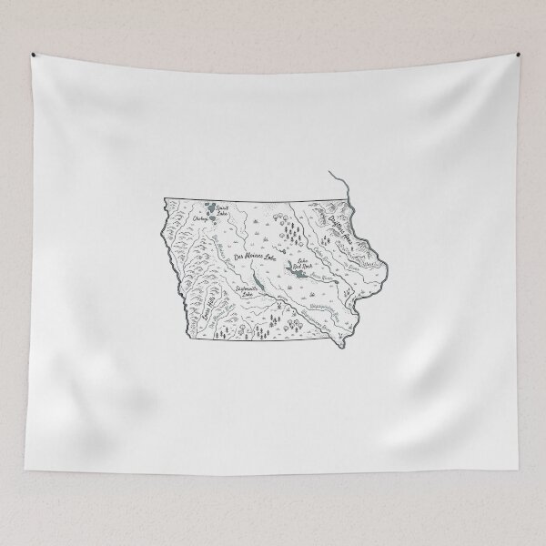 Item preview, Iowa Illustrated Map – Hand-Drawn Rivers & Nature Adventure Sketch designed and sold by Paper Drip.