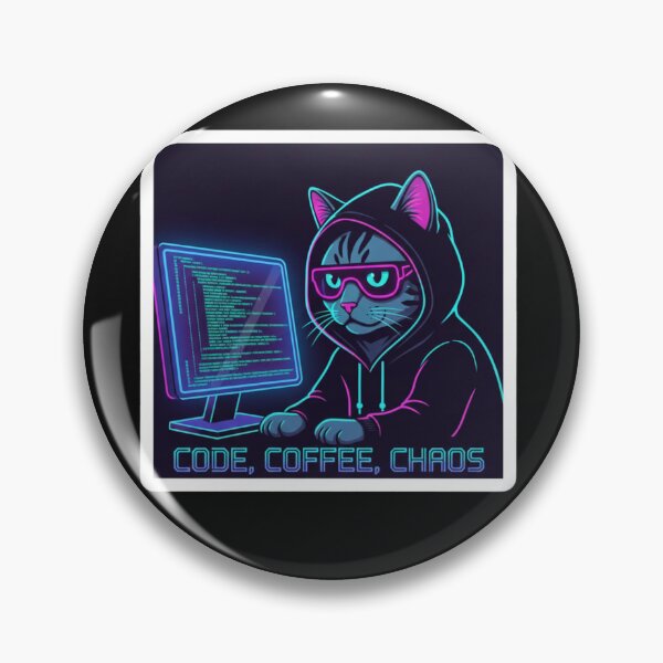 Item preview, Cyberpunk Coder Cat Coffee Code Chaos Neon Tech Programmer Shirt designed and sold by TshirtAlles .