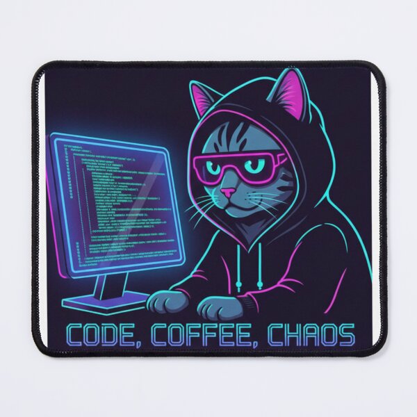 Item preview, Cyberpunk Coder Cat Coffee Code Chaos Neon Tech Programmer Shirt designed and sold by TshirtAlles .