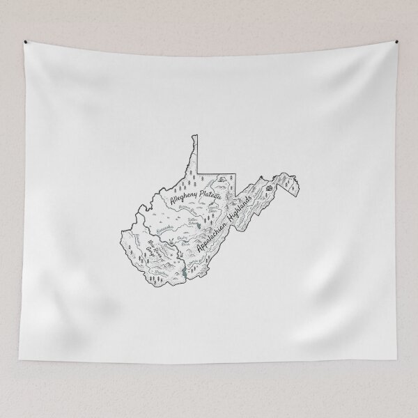 Item preview, West Virginia Illustrated Map – Hand-Drawn Rivers & Nature Adventure Sketch designed and sold by Paper Drip.