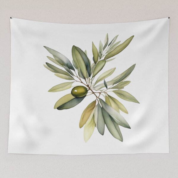 Item preview, Green Olive Branch Watercolor Botanical Wall Art designed and sold by sana designer.