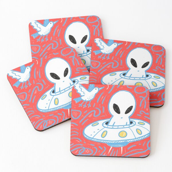 Item preview, Whimsical UFO Journey in Crimson Sky designed and sold by zzz888.