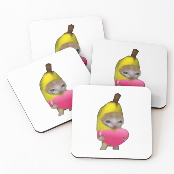 Item preview, kitty in banana with heart meme sticker designed and sold by inainart.