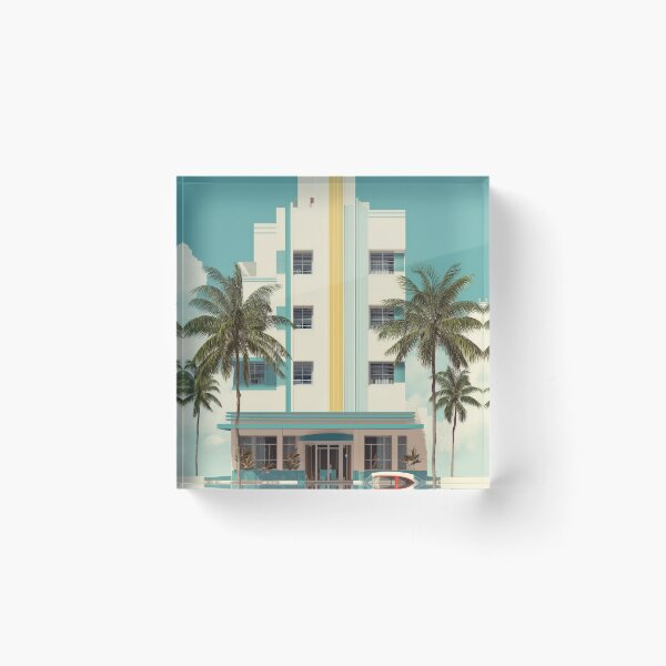 Item preview, Miami Art Deco Retro Hotel – Classic Pastel Wall Art designed and sold by SkylineVistas Designs.