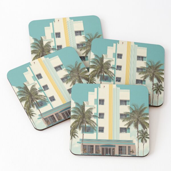 Item preview, Miami Art Deco Retro Hotel – Classic Pastel Wall Art designed and sold by SkylineVistas Designs.