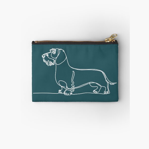 Item preview, White Wirehaired Dachshund Line Art - Aesthetic Dark Mode Sticker designed and sold by iPrintPaws.