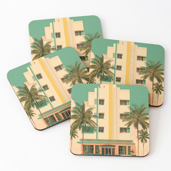 Item preview, Miami Art Deco Retro Hotel – Warm Rose Wall Art designed and sold by SkylineVistas Designs.
