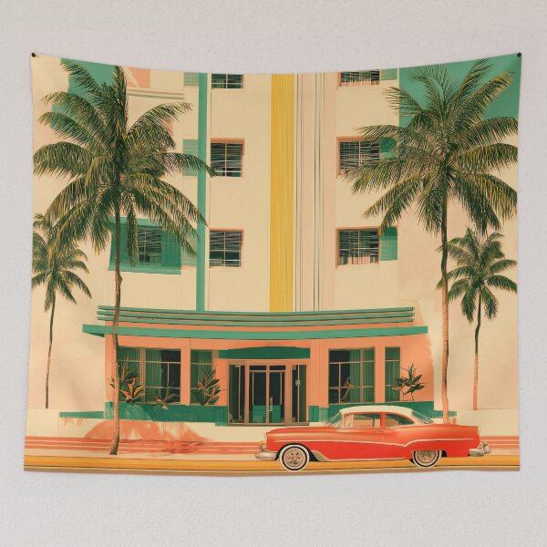 Item preview, Miami Art Deco Retro Hotel – Warm Rose Wall Art designed and sold by SkylineVistas Designs.