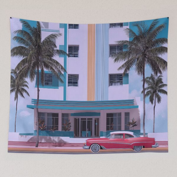 Item preview, Miami Art Deco Retro Hotel – Cool Blue Wall Art designed and sold by SkylineVistas Designs.