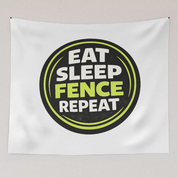 Item preview, EAT SLEEP FENCE REPEAT designed and sold by ChillCharmStudio.