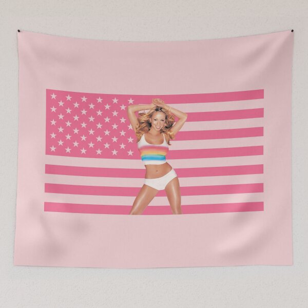 Item preview, Mariah Carey Pink American Flag Fan Design designed and sold by Colorful Creative Arts .