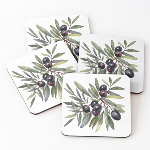 Item preview, Black Olive Branch Watercolor Botanical Wall Art designed and sold by sana designer.