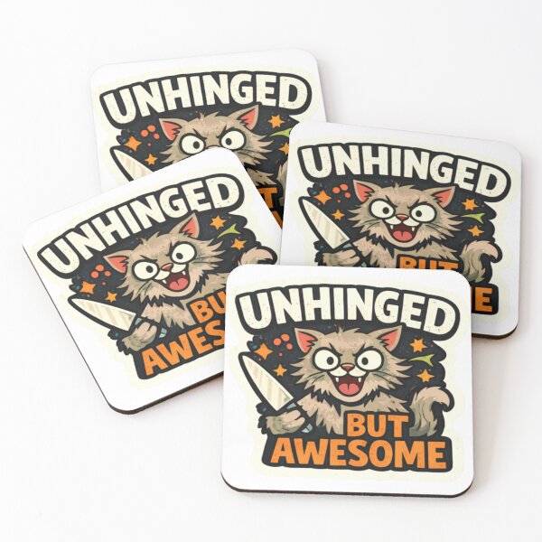 Item preview, Unhinged but Awesome – Funny Chaotic Cat Illustration designed and sold by WildbuntingStudio.