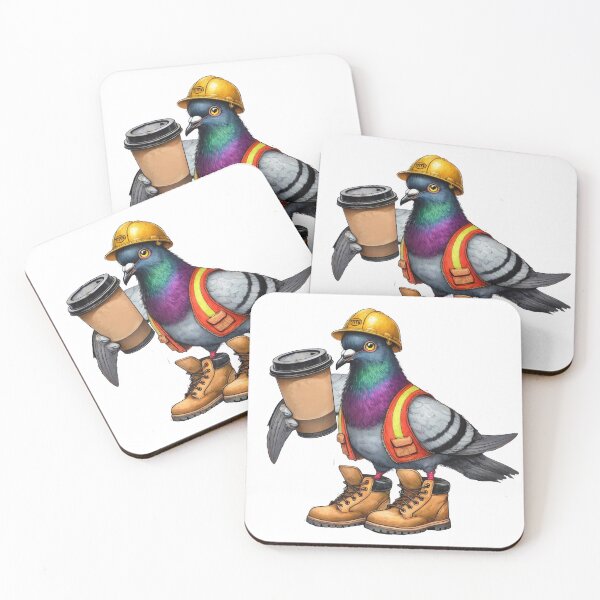 Item preview, Pigeon Construction Worker with Coffee designed and sold by TeeARTHY.