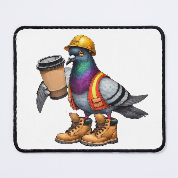 Item preview, Pigeon Construction Worker with Coffee designed and sold by TeeARTHY.