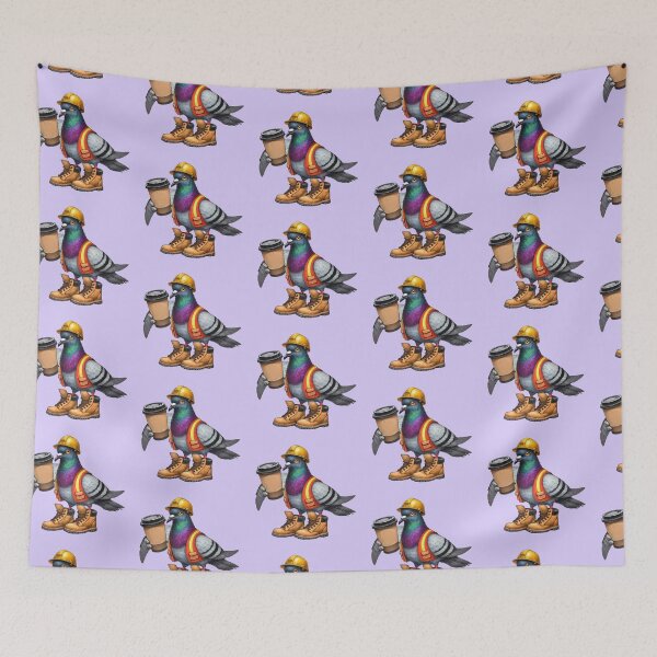 Item preview, Pigeon Construction Worker with Coffee designed and sold by TeeARTHY.