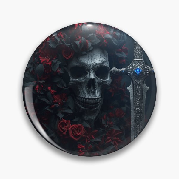 Item preview, Gothic Medieval Sword with Skull and Roses designed and sold by Botanica Obscura.