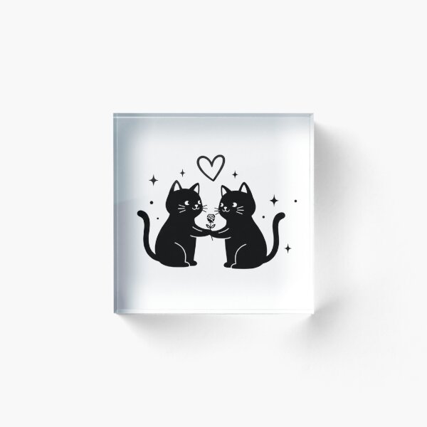 Item preview, Cute Kittens in Love Holding a Rose – Romantic Whimsical Valentine Illustration designed and sold by CosmicCutouts.