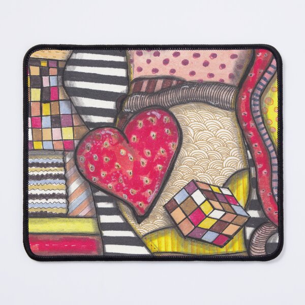 Item preview, Strawberry Love Game - Abstract Zentangle Heart & Rubik Puzzle Art designed and sold by ColorWander.