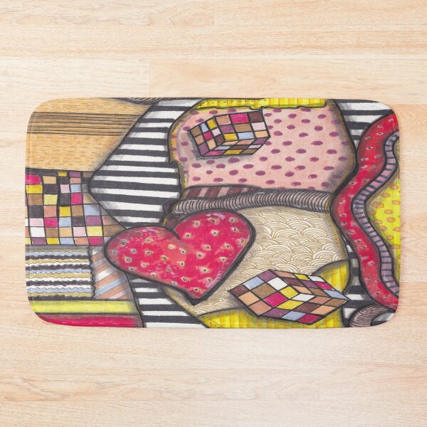 Item preview, Strawberry Love Game - Abstract Zentangle Heart & Rubik Puzzle Art designed and sold by ColorWander.