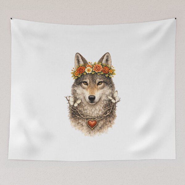 Item preview, Wolf design inspired by Frida Kahlo  designed and sold by ColorMeMarley.