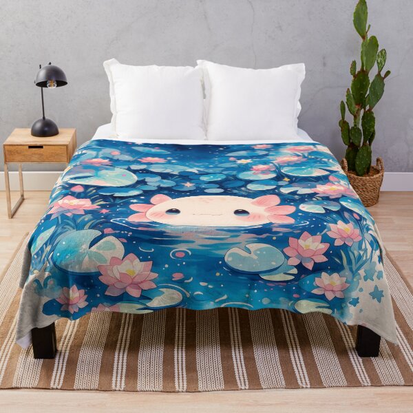 Item preview, Kawaii Pink Axolotl in Magical Lily Pond Under Starry Night Sky designed and sold by AshiraCreations.