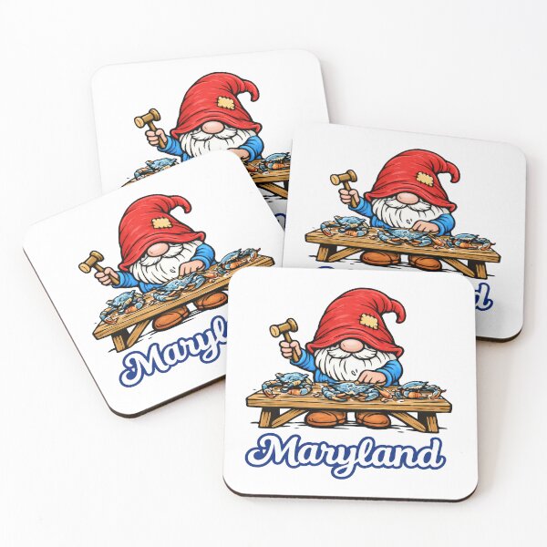 Item preview, Maryland Gnome Cracking Blue Crabs – Coastal Cartoon Illustration designed and sold by Moriarty's Digital Visions.