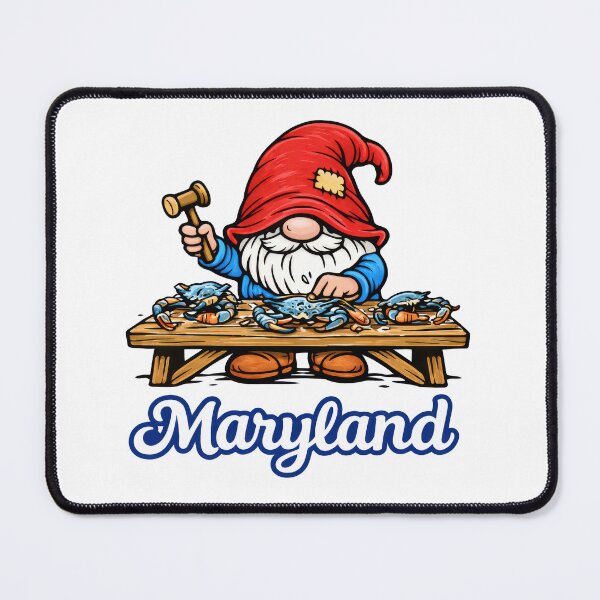 Item preview, Maryland Gnome Cracking Blue Crabs – Coastal Cartoon Illustration designed and sold by Moriarty's Digital Visions.
