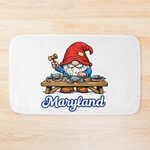 Item preview, Maryland Gnome Cracking Blue Crabs – Coastal Cartoon Illustration designed and sold by Moriarty's Digital Visions.