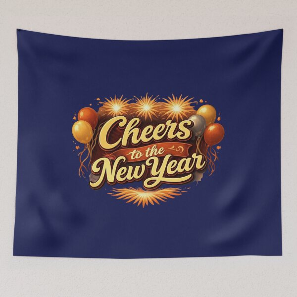 Item preview, Cheers to the New Year – Vintage Retro New Year Typography Design designed and sold by phiawdesign9.