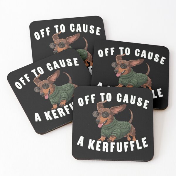 Item preview, Off To Cause A Kerfuffle | Funny Dachshund Wiener Dog in Retro Sweater designed and sold by TomPrintForge Studio.