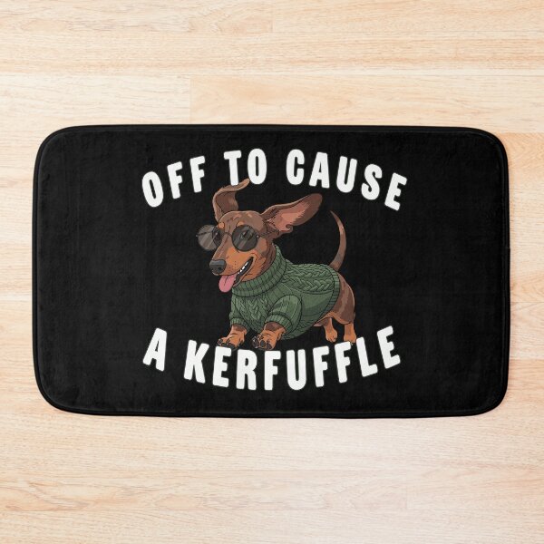 Item preview, Off To Cause A Kerfuffle | Funny Dachshund Wiener Dog in Retro Sweater designed and sold by TomPrintForge Studio.