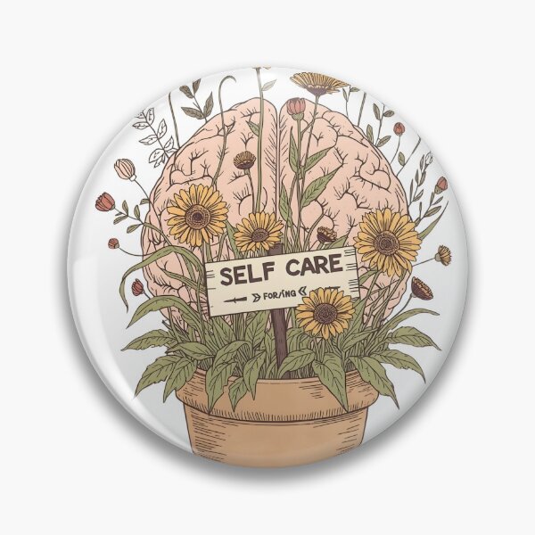 Item preview, Brain in a flowerpot with wildflowers, self-care, mental health designed and sold by Karitza Daniela.