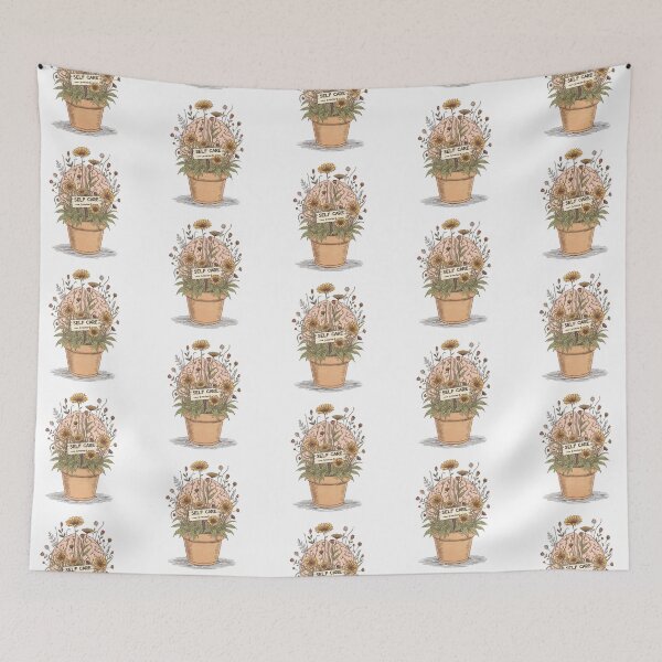 Item preview, Brain in a flowerpot with wildflowers, self-care, mental health designed and sold by Karitza Daniela.
