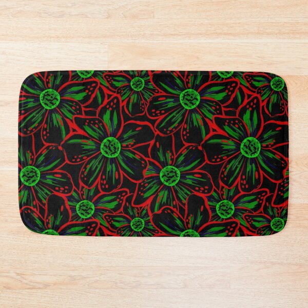 Item preview, Expressive Bold Painterly Florals Tropical Neon Electric Red Green  designed and sold by thecolorbirdie.