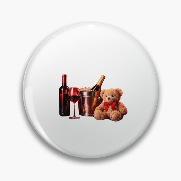 Item preview, Romantic Evening Set  Wine, Champagne and Teddy Bear for Valentine's Day designed and sold by Botanica Obscura.