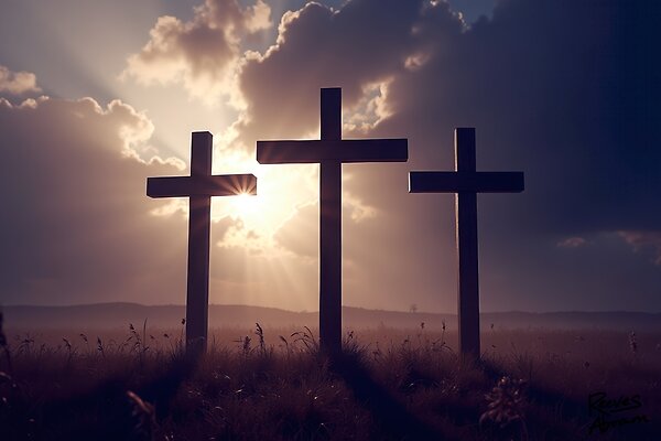 Three Crosses at Calvary - Darkness Over the Land