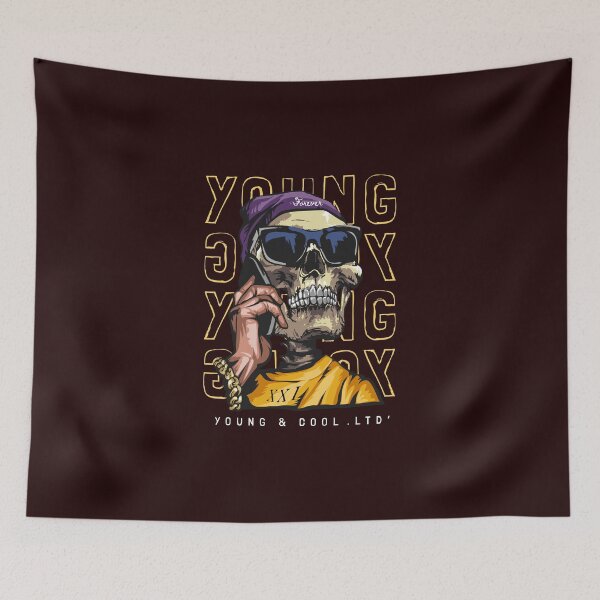 Item preview, Forever Young Skull - Street Style Skeleton with Sunglasses and Chain designed and sold by zbigniewcz.