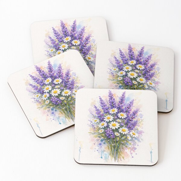 Item preview, Lavender & Chamomile Watercolor Bouquet – Botanical Floral Art designed and sold by MKVisions.