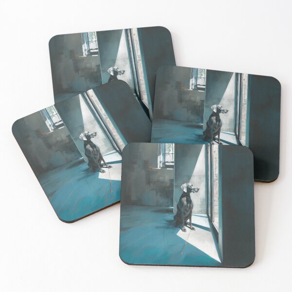 Item preview, A striking Weimaraner posed in a modern interior, Dogs in Motion designed and sold by CDC40.