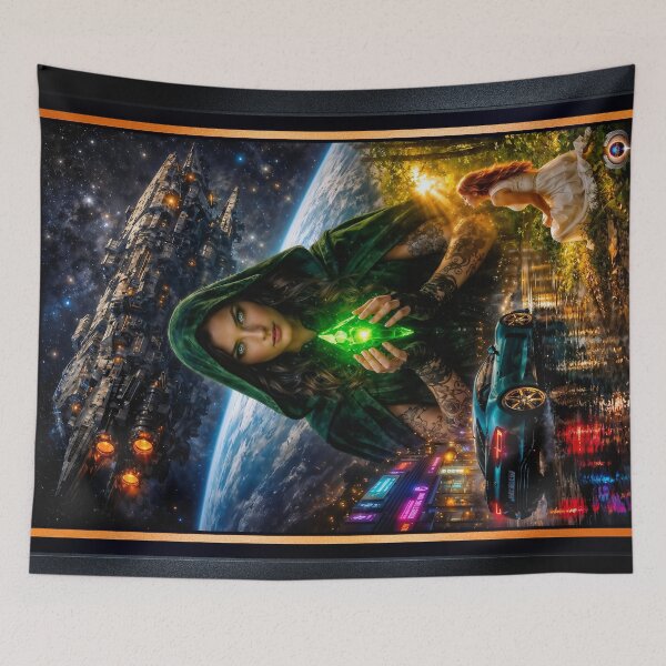 Item preview, Emerald Witch Virenia Kaelthar Seer Of Triad Realms Luminous AI Concept Art by Xzendor7 designed and sold by Xzendor7 Digital Art Creations.