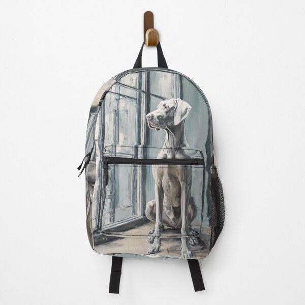 Item preview, A striking Weimaraner posed in a modern interior, Dogs in Motion designed and sold by CDC40.