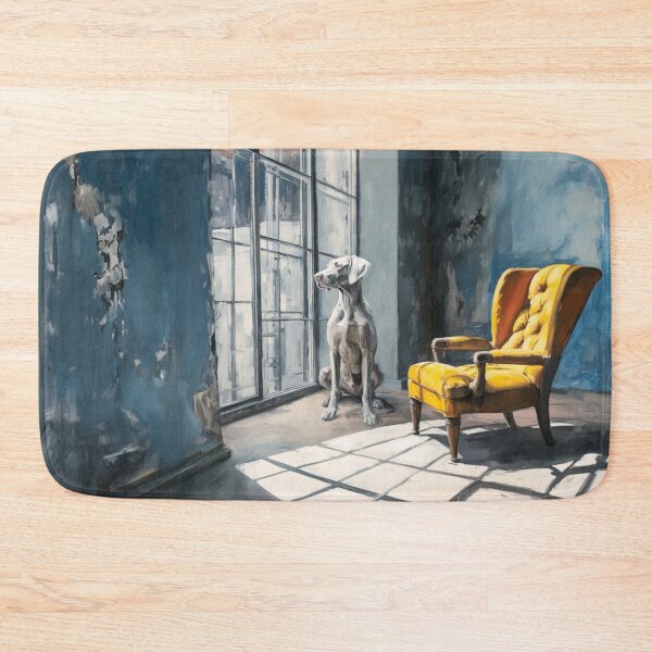 Item preview, A striking Weimaraner posed in a modern interior, Dogs in Motion designed and sold by CDC40.