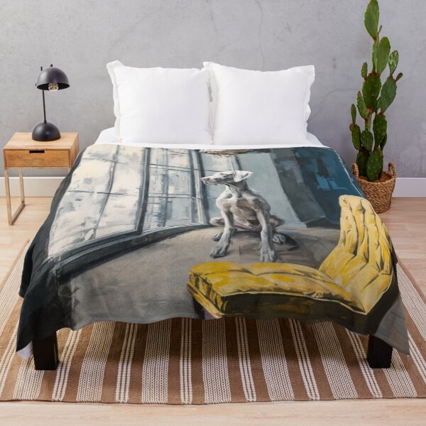 Item preview, A striking Weimaraner posed in a modern interior, Dogs in Motion designed and sold by CDC40.