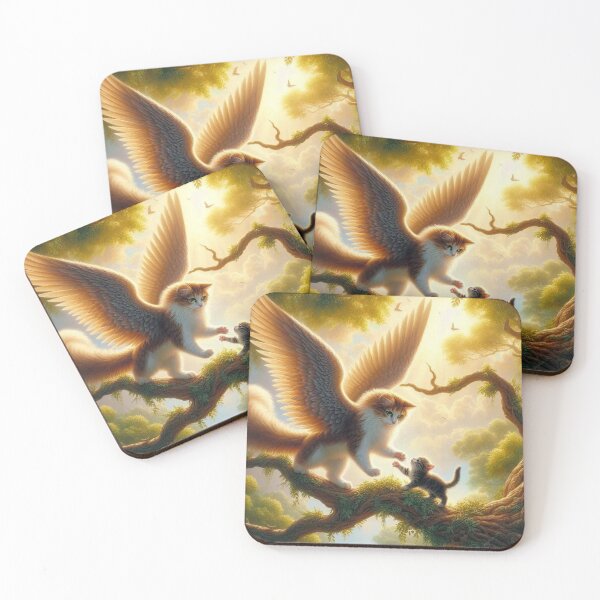 Item preview, Winged Mother Cat and Kitten designed and sold by TinCatOutPost.