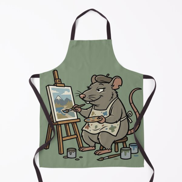 Item preview, Sophisticated Mouse Artist - Confident Painter Rat with Easel and Beret designed and sold by HappySproutArt.
